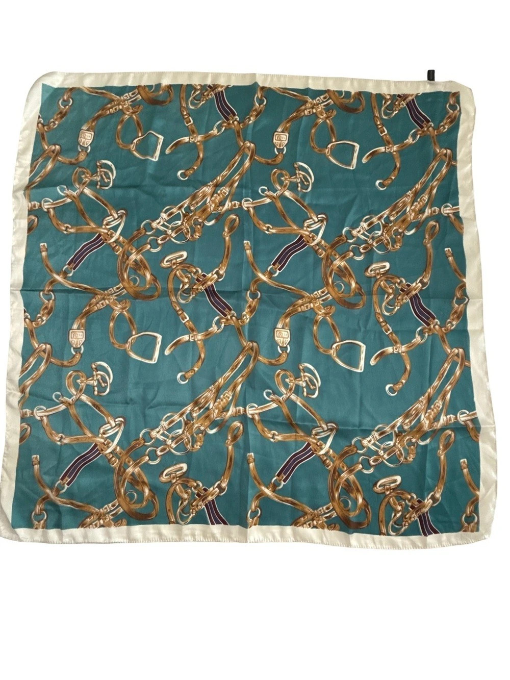 Blue & Gold Printed Scarf 27” Square